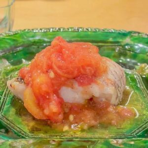 ノドグロの蒸し焼き トマトがけ