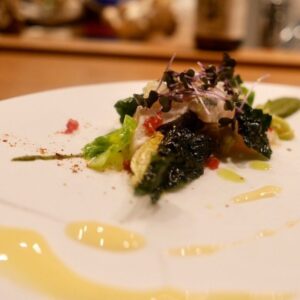 風間さん神経締め鰆 キャベツのデクリネゾン 愛ふぁーむプロジェクトの黄柚ヴィネグレットのエスコート